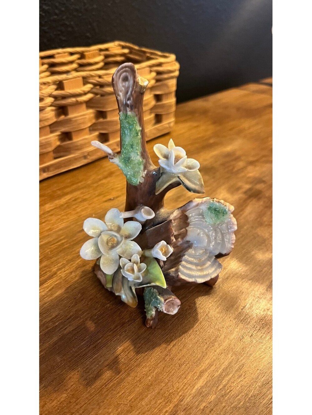 Royal Dover Bone China Floral Tree Figurine Lefton Vintage Porcelain Decor